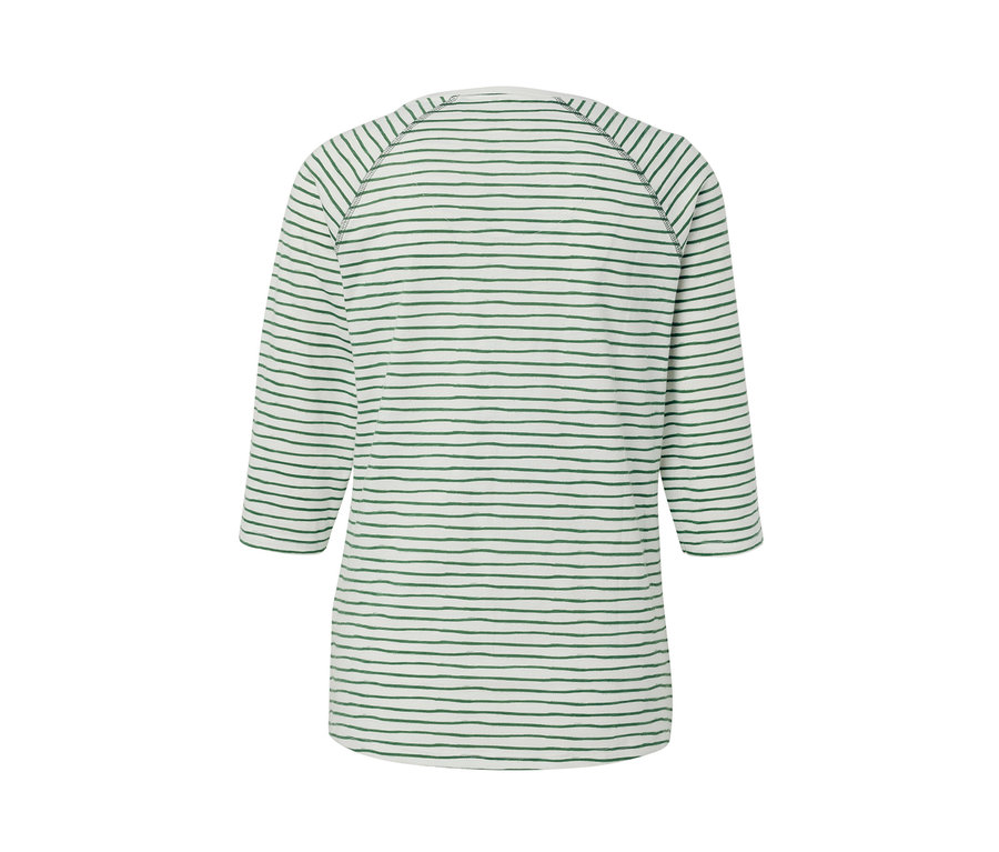 Rückansicht eines gestreiften Shirts mit 3/4-Arm.