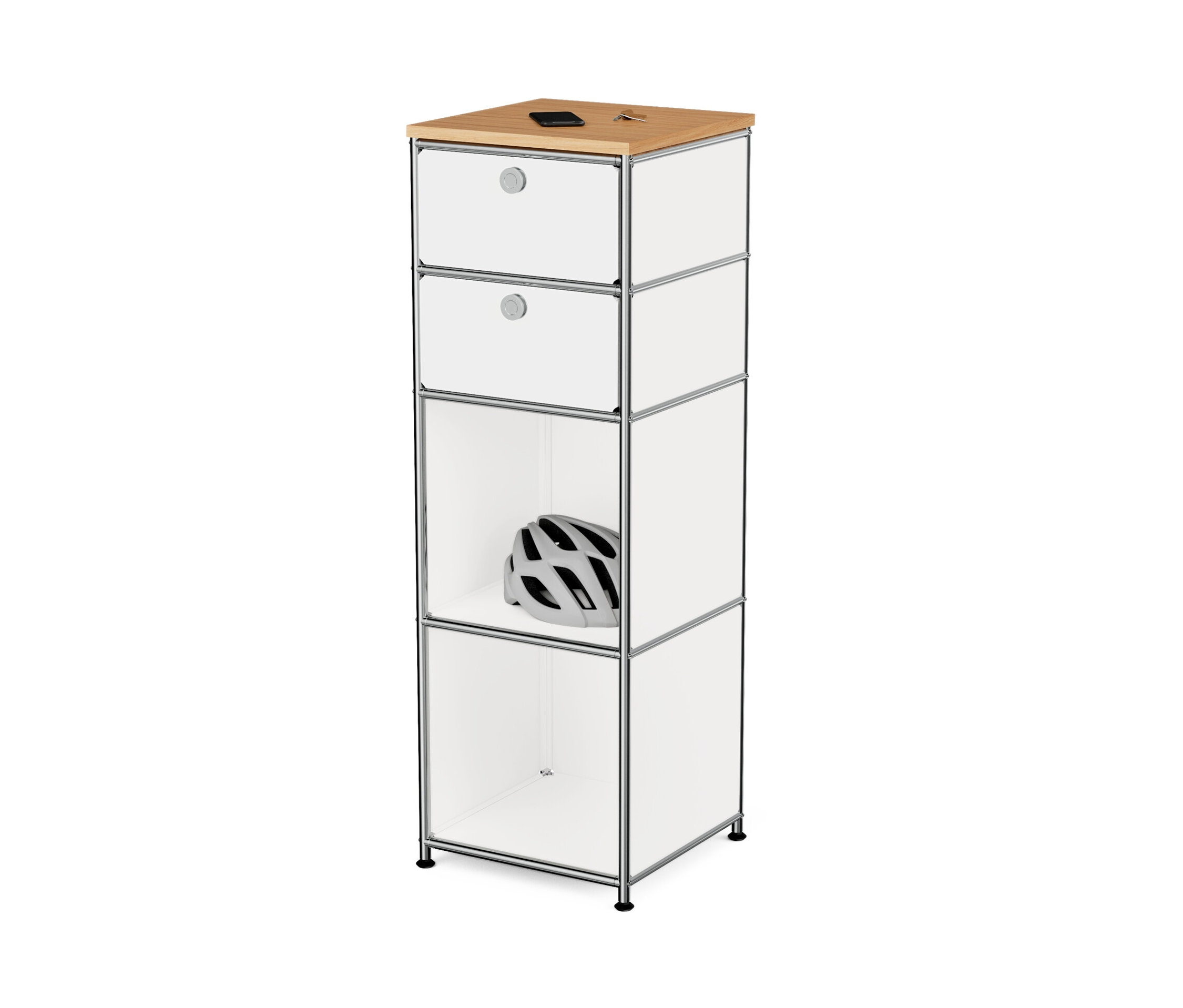 Tchibo - Schmale Kommode Metall »Cn3« mit Holzplatte und 2 Schubladen - chrom