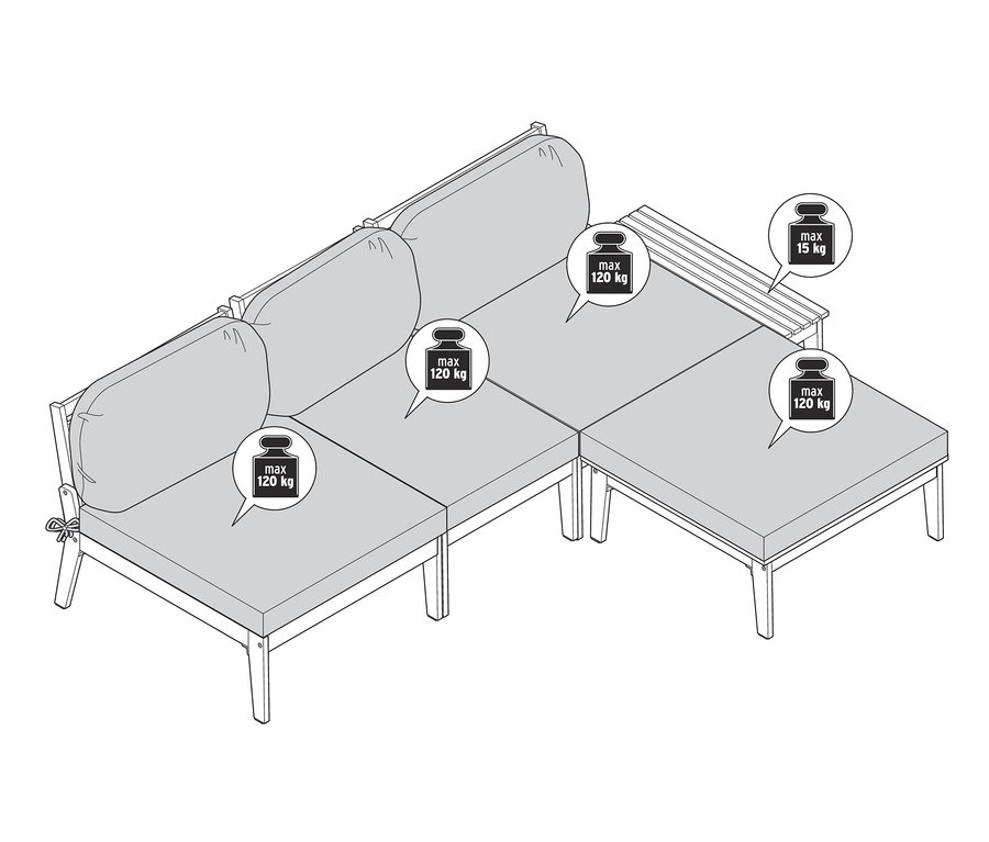 Skizze eines modularen Lounge-Sets »Lenja«.
