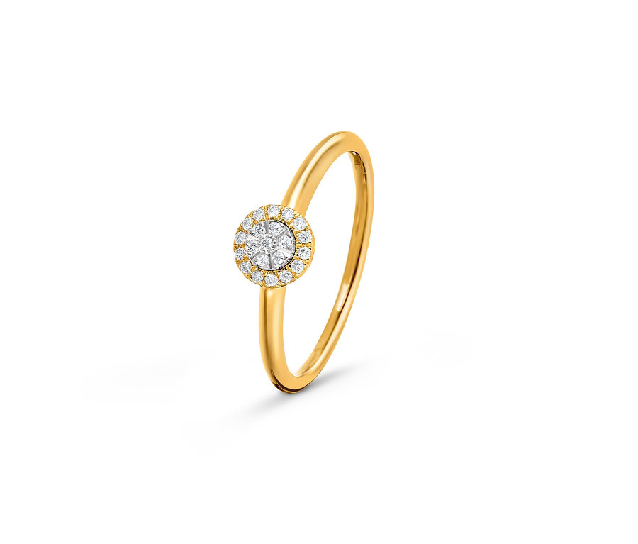 Goldener 375 Gold Ring mit Diamanten.