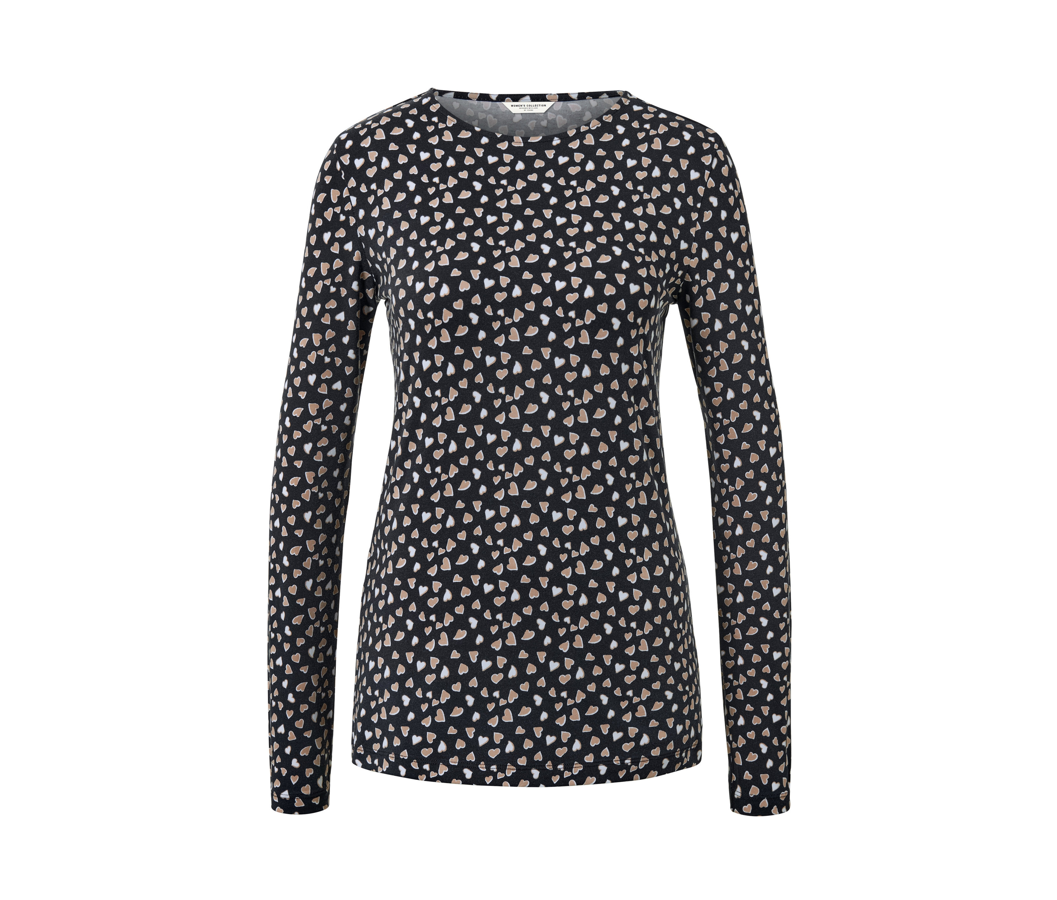 Tchibo - Langarmshirt mit Alloverprint - Damen - Gr. S - creme/print