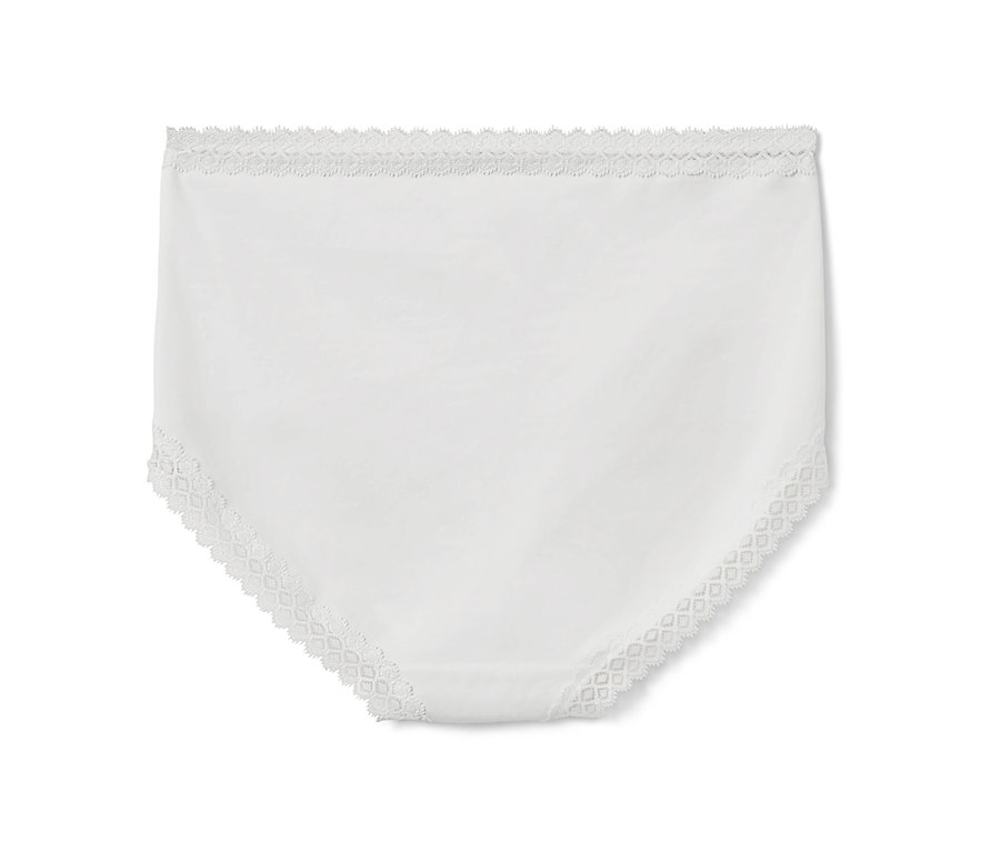 Weiße Highwaist-Panty mit Spitze.