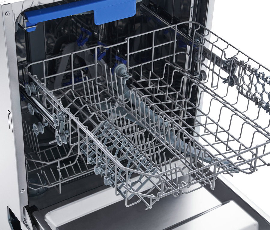 Offener Respekta vollintegrierter-Geschirrspüler »GSP60IBAV«, ca. 60 cm, E (von A bis G) mit herausgezogenem Korb.