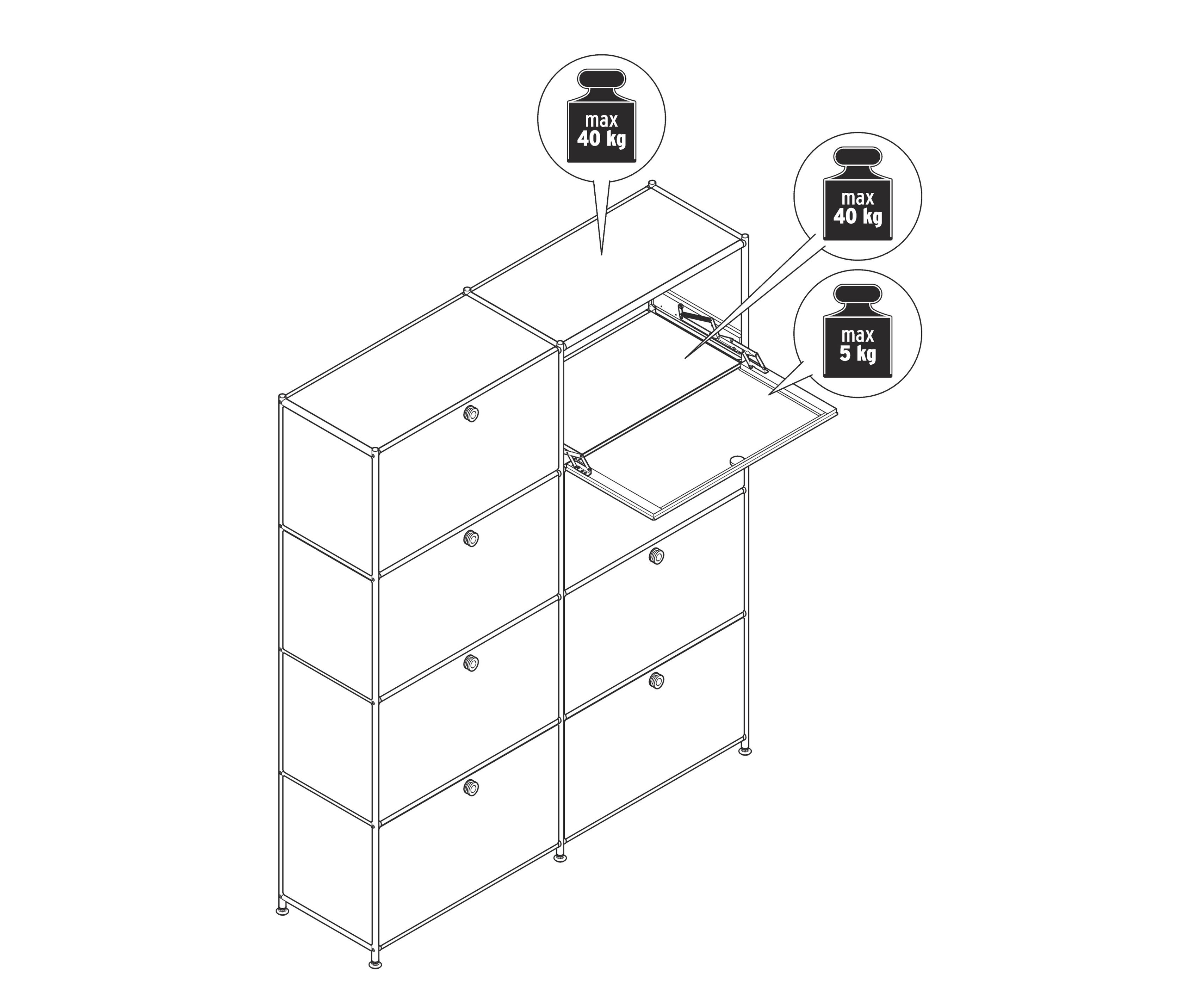 Thumbnail - Tchibo - Highboard »Cn3« mit 8 Klappen - 152x40x158,5cm - schwarz - Stahl / Aluminium / Kunststoff