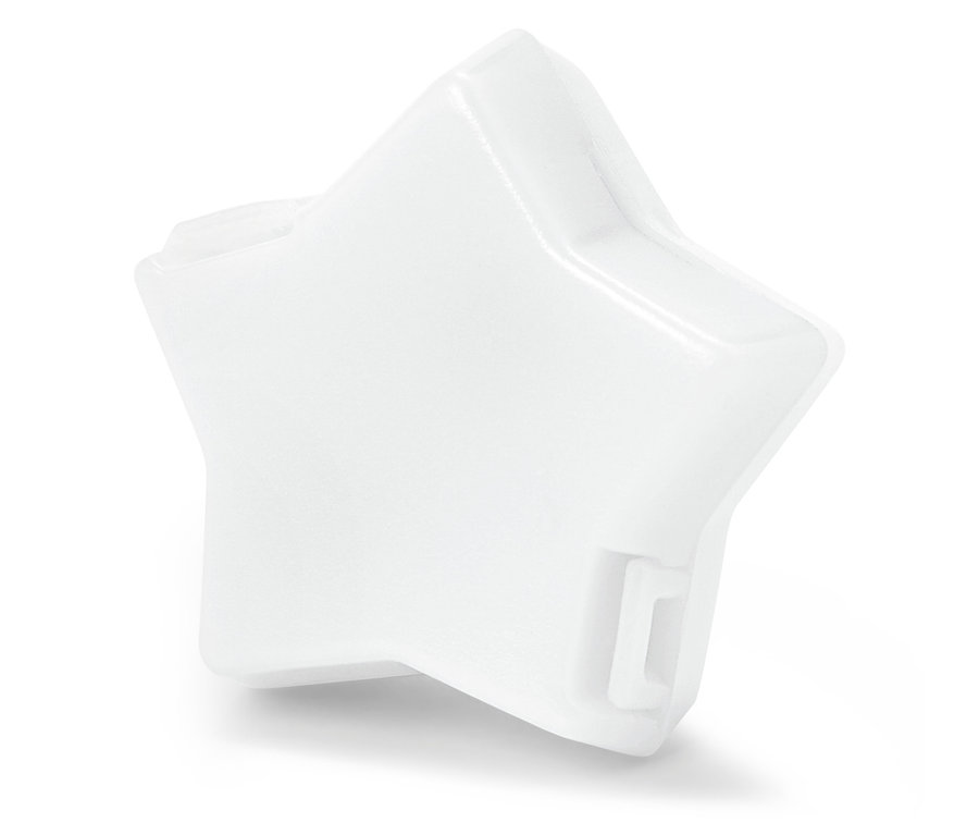 Weißes, sternförmiges Gefäß.