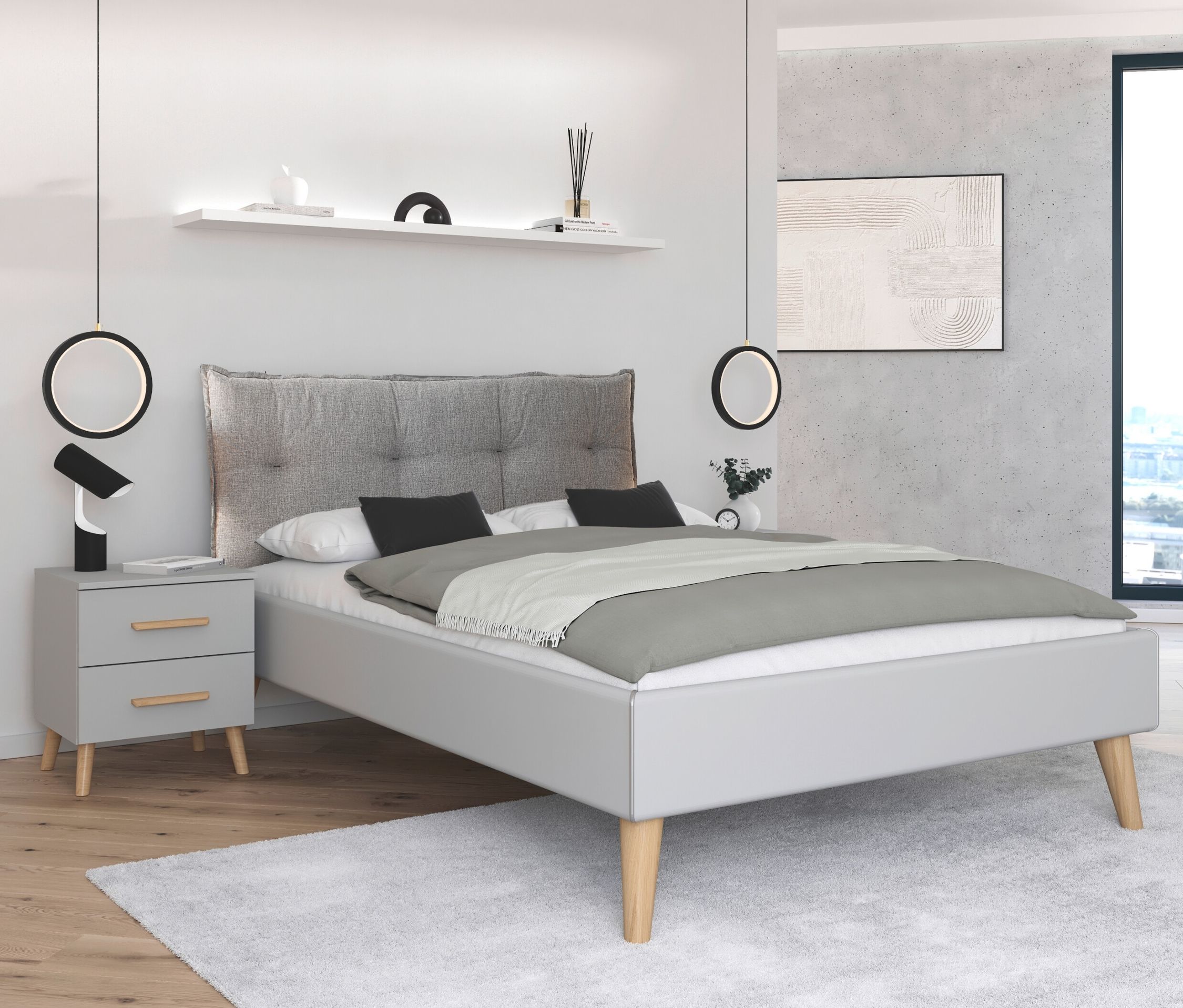 Thumbnail - rauch Bettanlage »Skandi« mit 2 Nachttischen - 248x219x109cm - braun - Holz