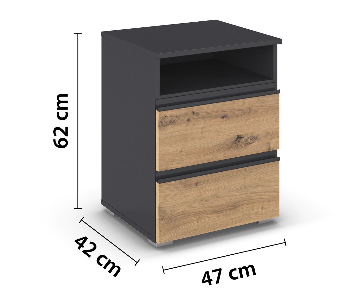 Thumbnail - rauch Nachttisch »Joel« - 47x42x65cm - grau - Holz