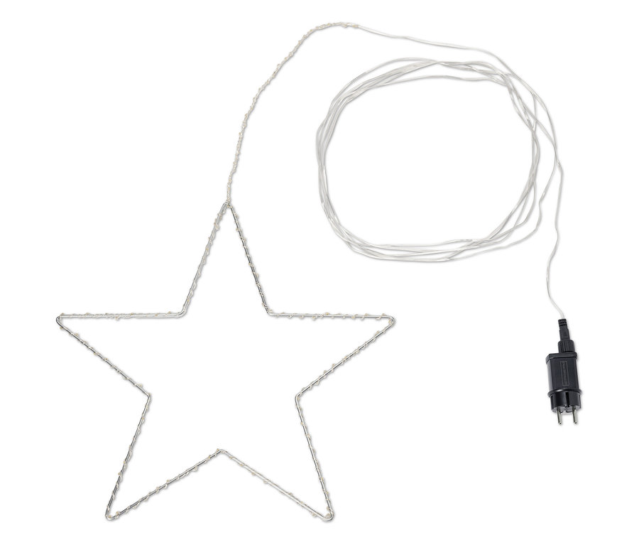 Beleuchteter Stern mit Kabel und Stecker.