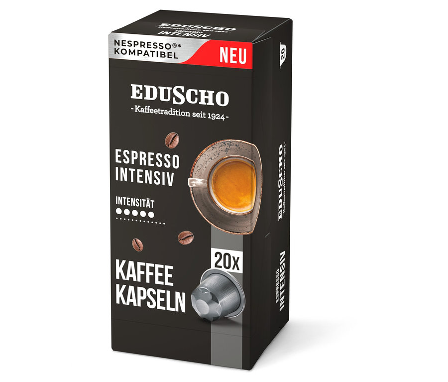 Eine Packung Eduscho Espresso Intensiv - 20 Kapseln.