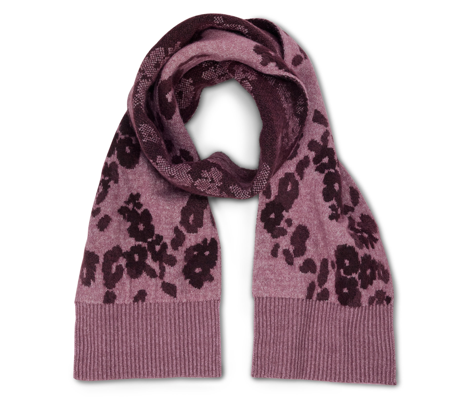 Strickschal mit Wollanteil - bordeaux - bordeaux