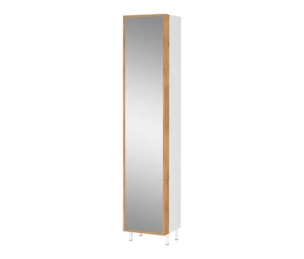 Hochschrank "Namsos 5002" mit Holzrahmen und Spiegel.