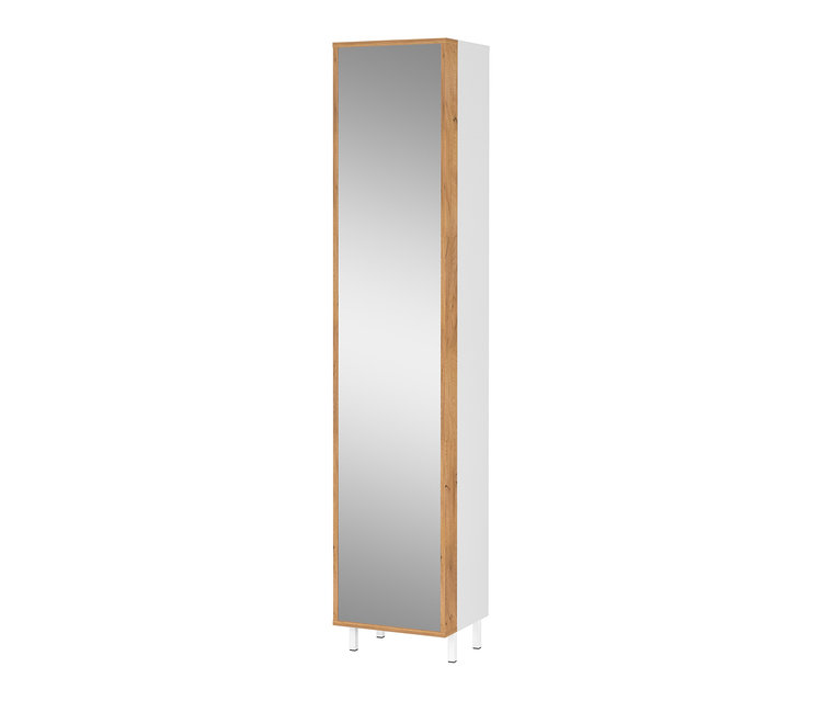 Hochschrank "Namsos 5002" mit Holzrahmen und Spiegel.