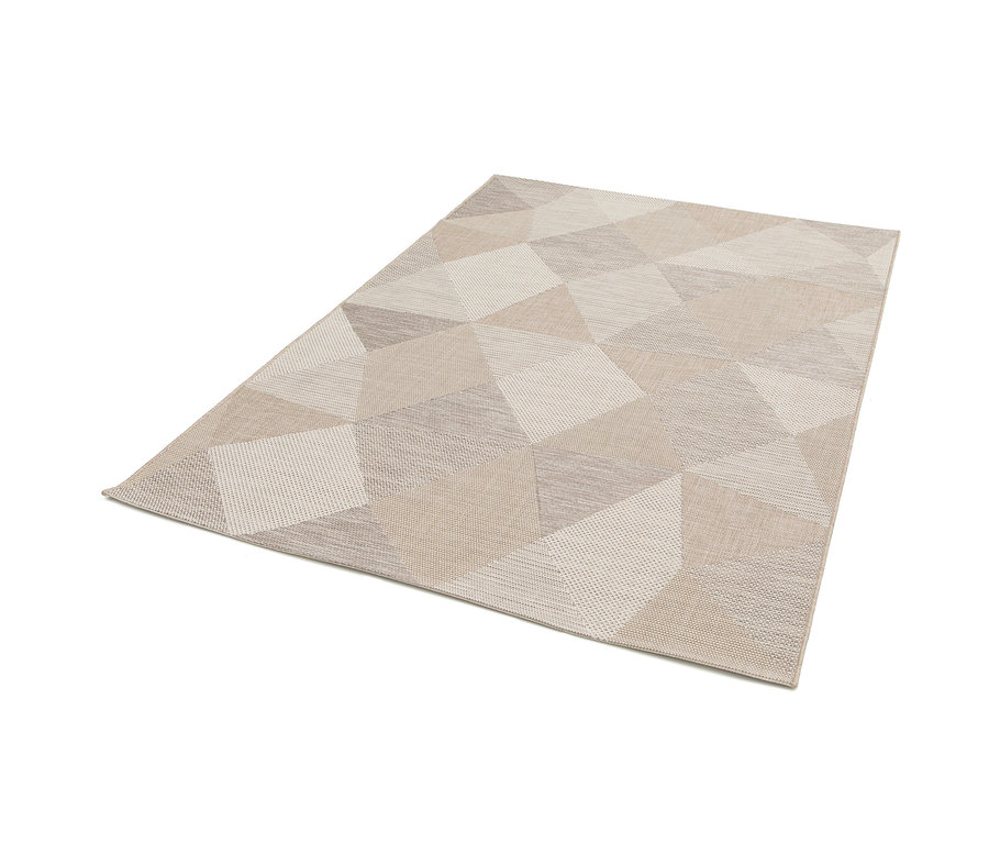 Beiger Outdoor-Teppich »Sandstone Shapes« mit geometrischem Muster.