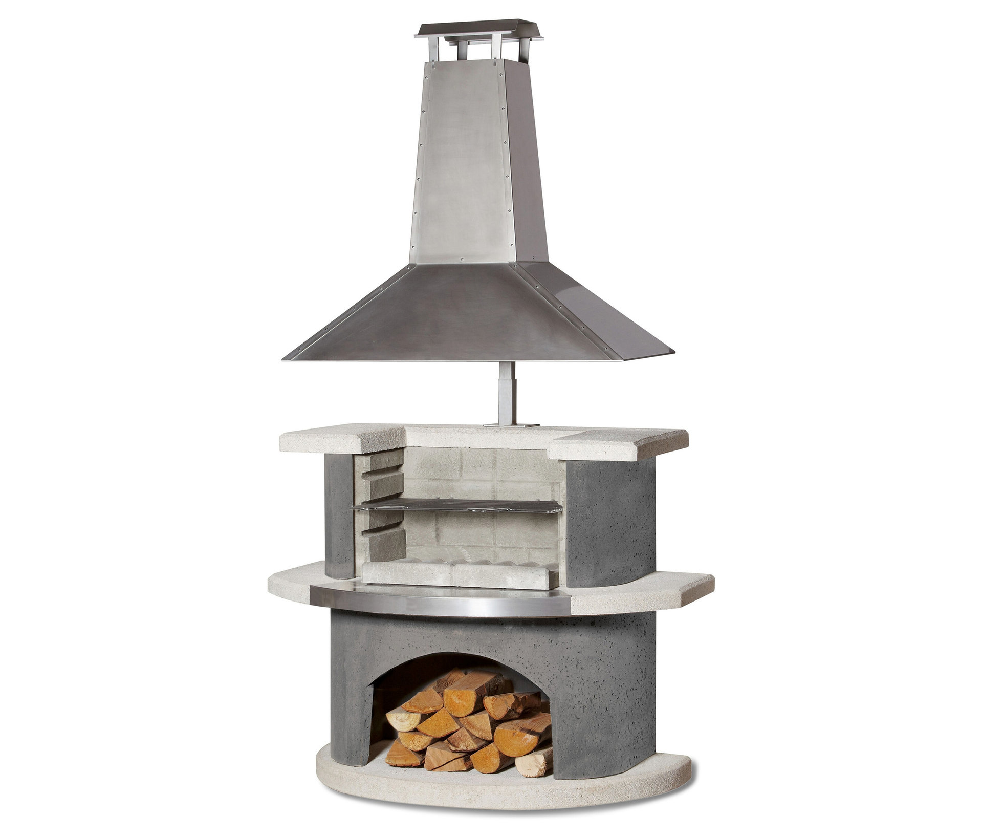 Premium Grillkamin »Zürich« inkl. Wetterschutzhaube - silber - silber