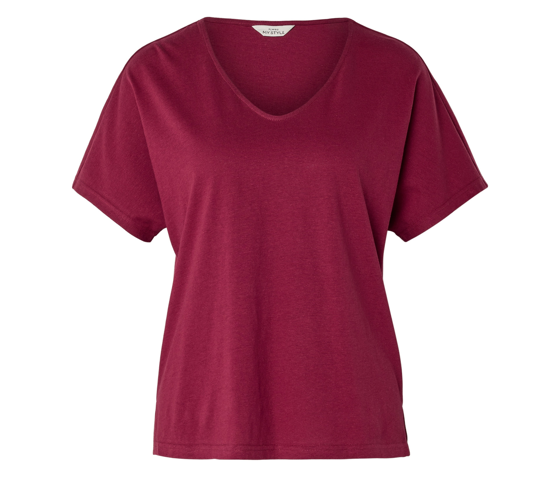 Shirt aus Leinenmix - Damen - Gr. S - dunkelrot - dunkelrot
