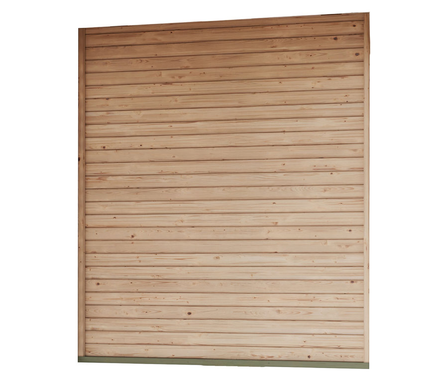 Helle Holzwand mit horizontalen Brettern.