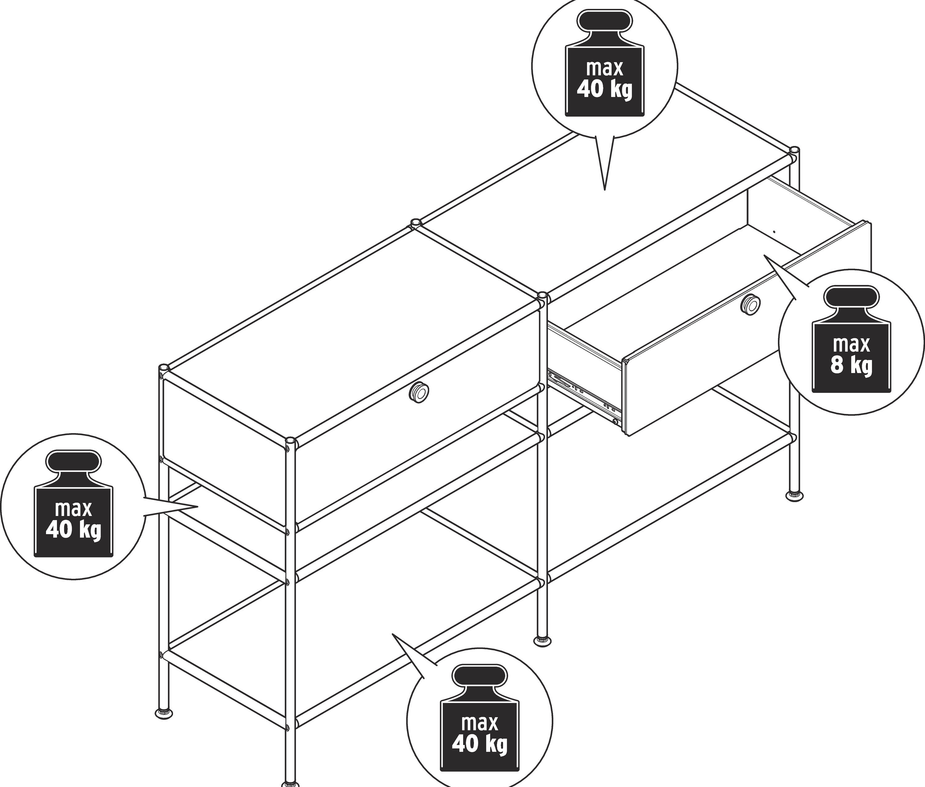 Thumbnail - Tchibo - Konsole Metall »Cn3« mit 2 Schubladen - 152x40x82cm - chrom - Metall / Stahl / Aluminium