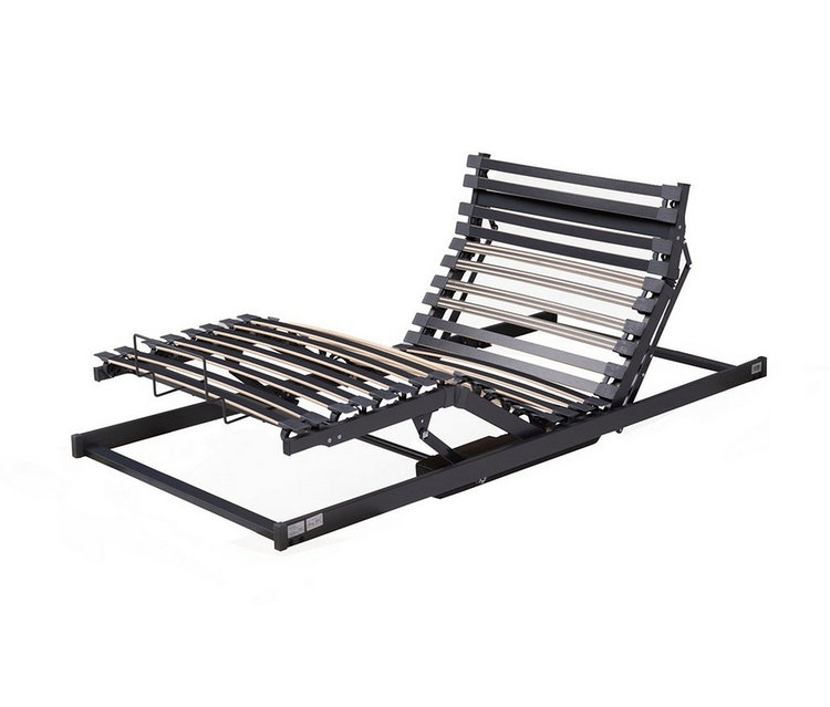 Ein TEMPUR FORM™ Systemrahmen 2000, Motor, mit verstellbarem Lattenrost ist auf einem weißen Hintergrund zu sehen.