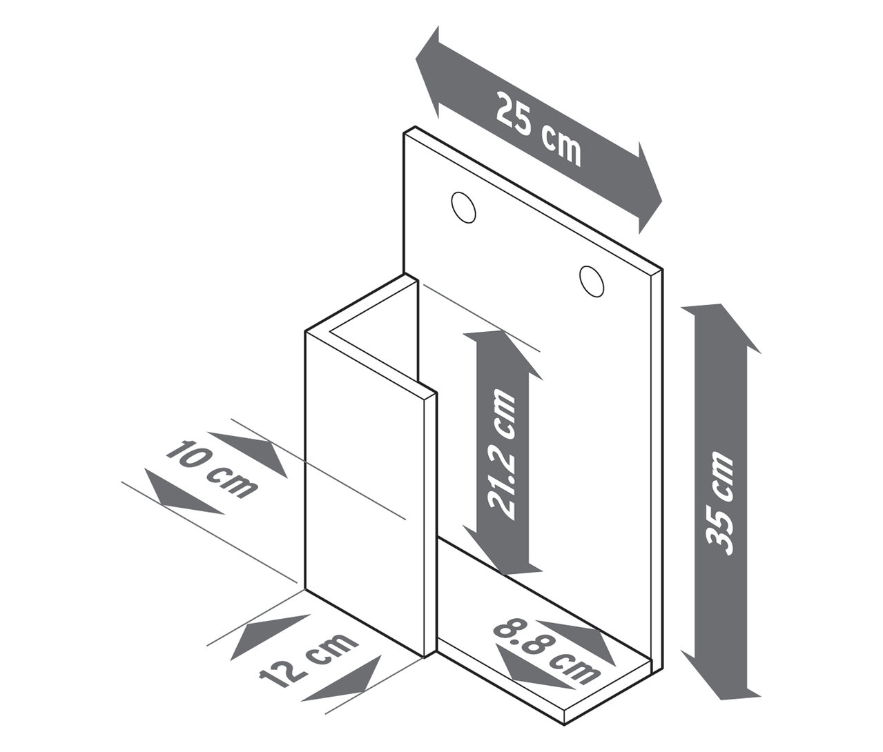 Abbildung eines 3er-Regal-Sets aus Massivholz mit Maßangaben.