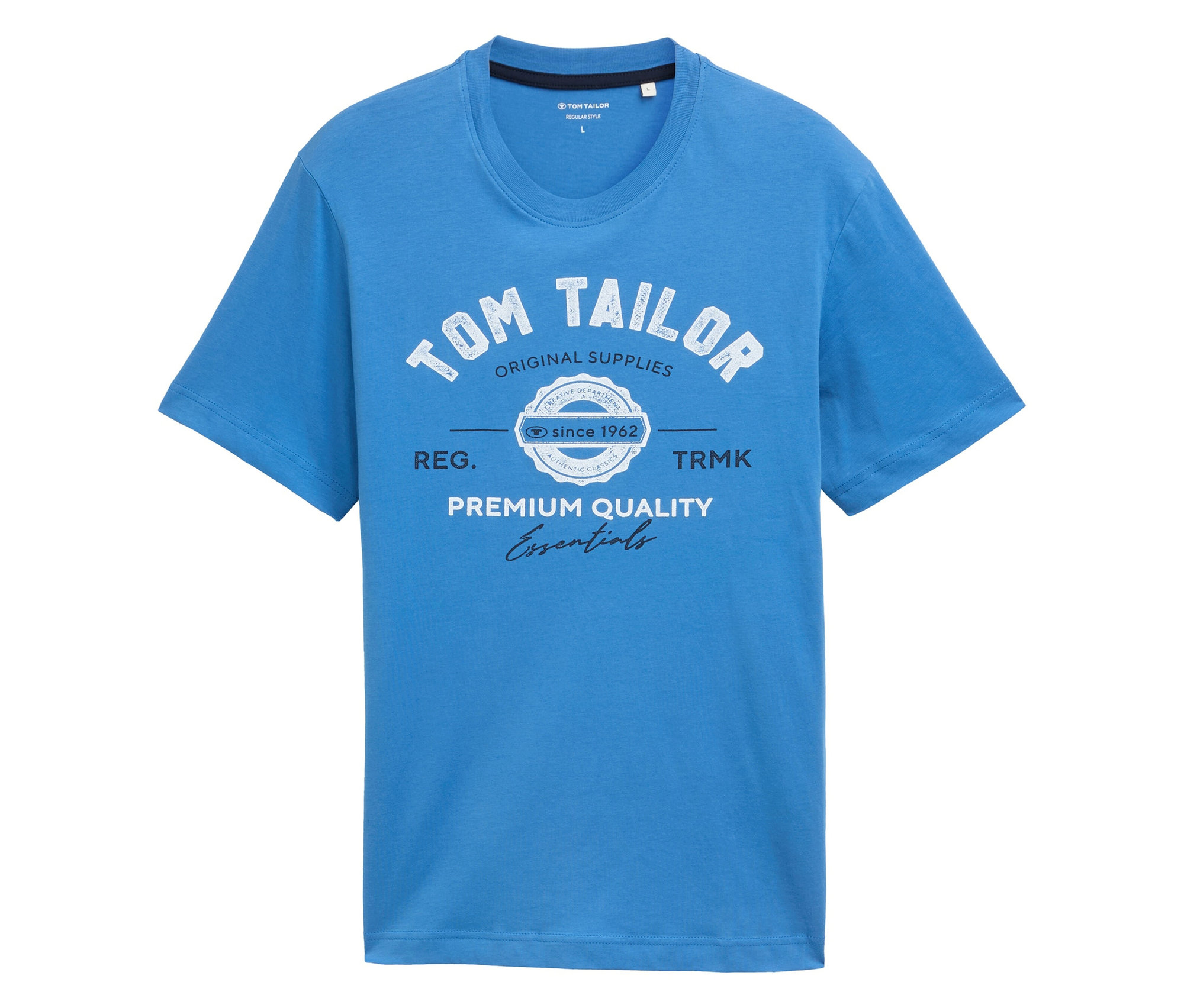 T-Shirt mit Logo - Herren - Gr. L - blau - blau