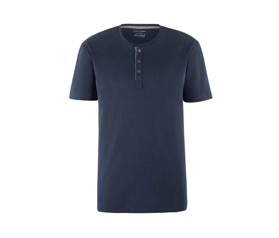 Marineblauer Shorty-Pyjama mit kurzen Ärmeln und Knöpfen.