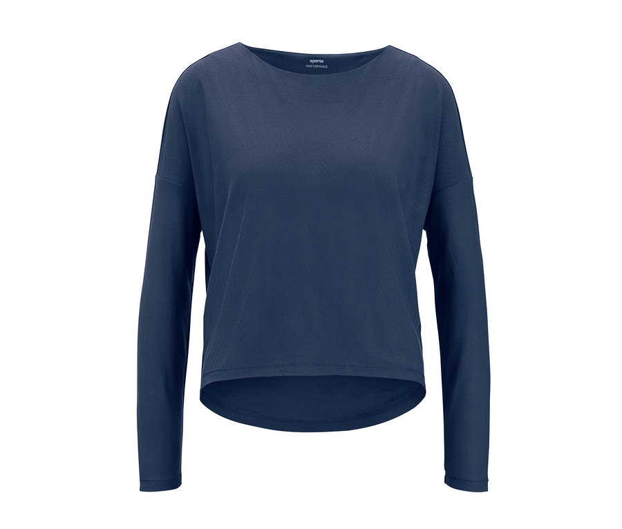 Blaues 2-in-1-Shirt mit langen Ärmeln.