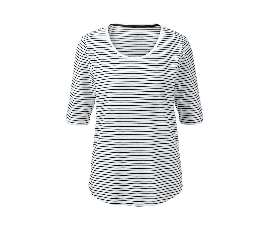 Gestreiftes Pyjama-T-Shirt mit kurzen Ärmeln.