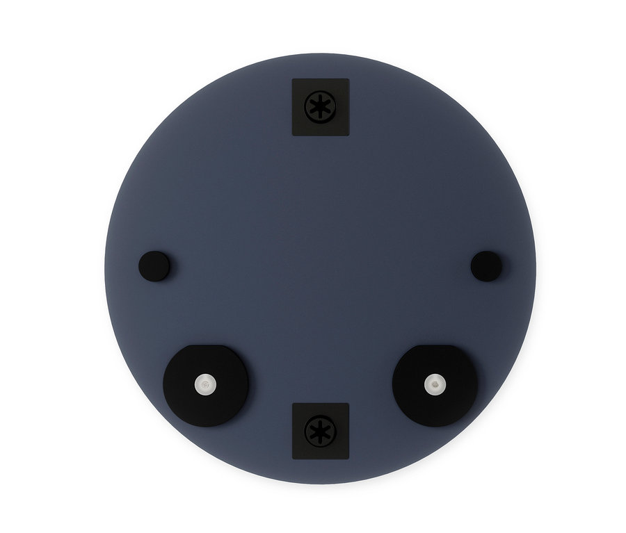 Blauer runder Wandhalter mit schwarzen Befestigungselementen. Umbra-Wandspiegel »Perch«, mit Ablage.