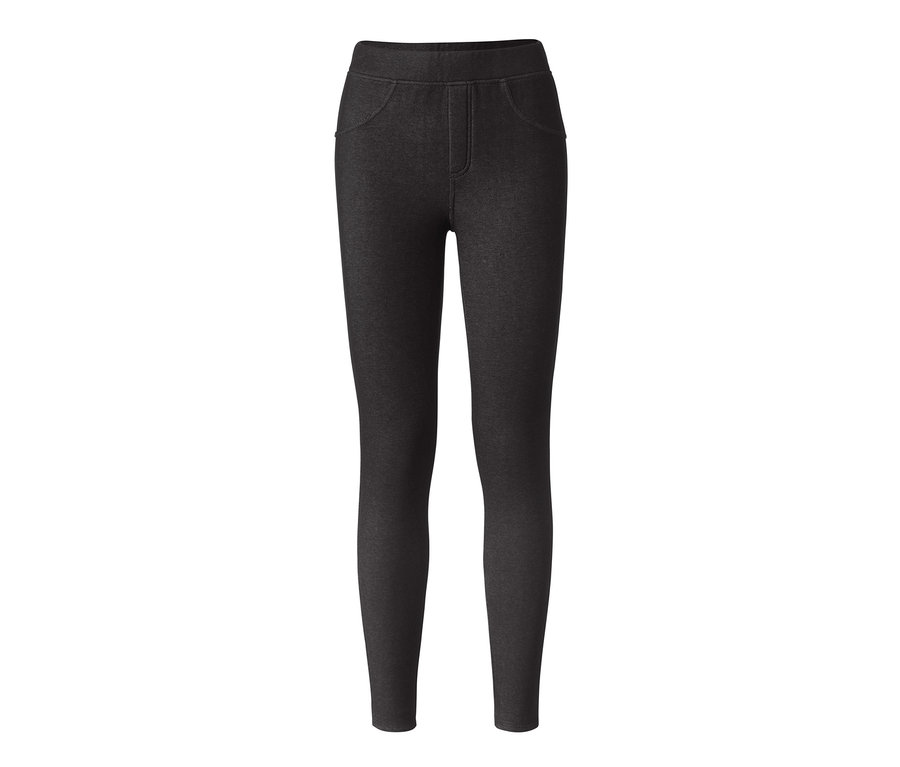 Eine schwarze, gefütterte Leggings im Jeans-Look.