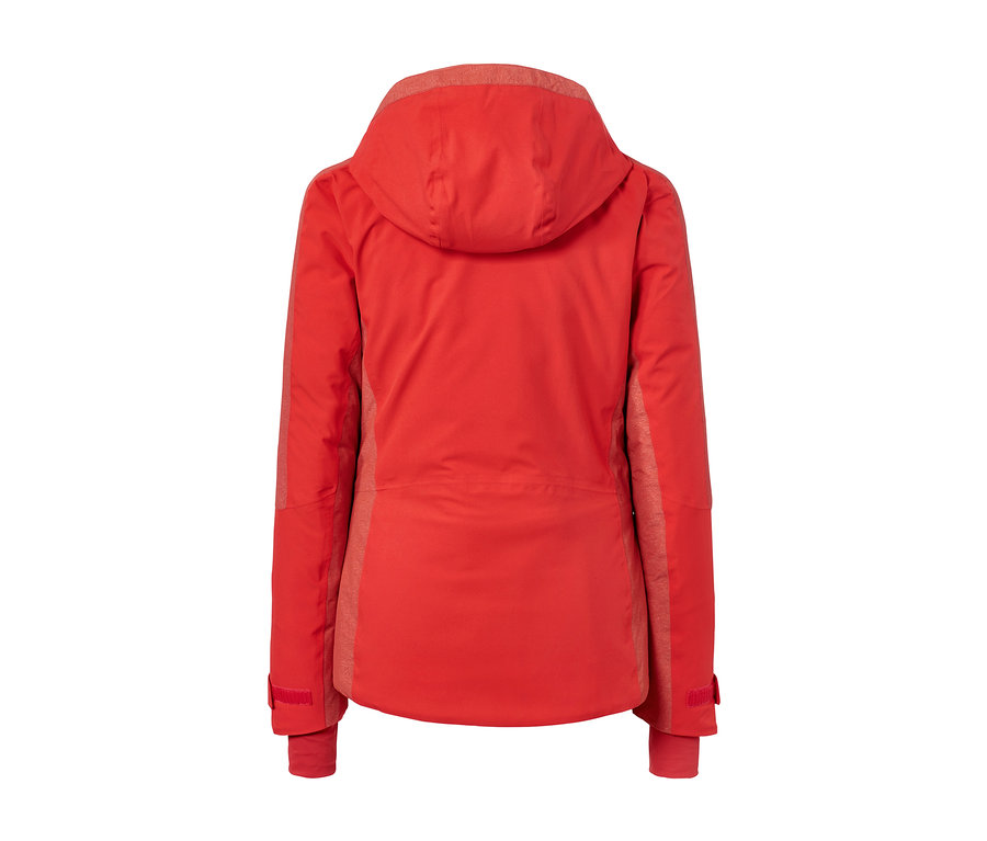 Rückansicht der roten Softshell-Skijacke.
