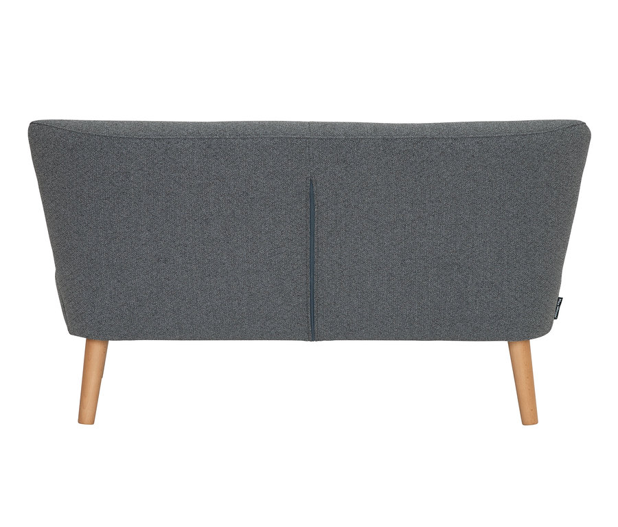 Rückansicht des anthrazitfarbenen Kindersofas 2-Sitzer "Dolly" mit Holzbeinen.