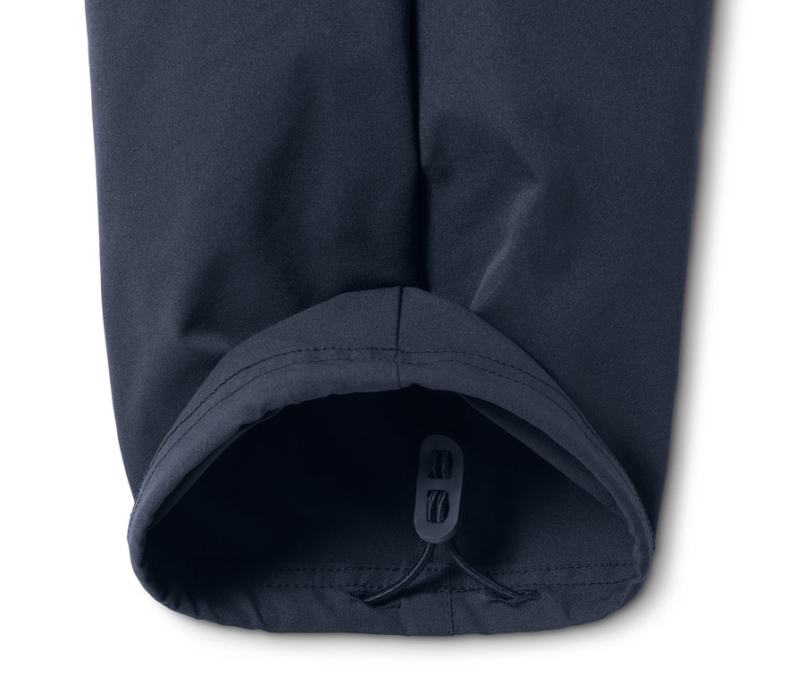 Detailaufnahme einer dunkelblauen 2-in-1-Funktionshose mit Kordelzug.