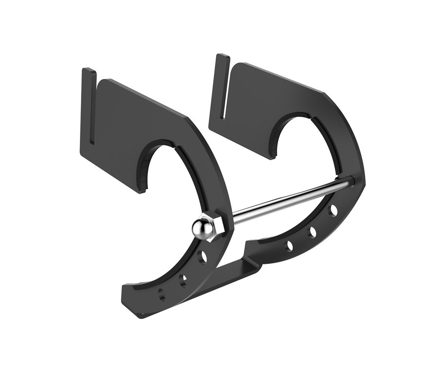 Knister Grill-Fahrradhalterung auf weißem Hintergrund.