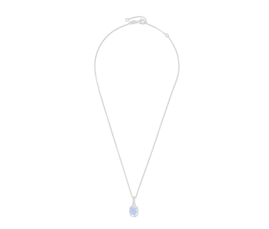Kette aus rhodiniertem 925er Silber mit blauem Kristall und Zirkonia.