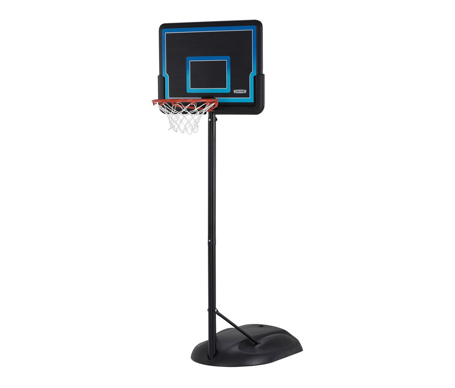 Ein LIFETIME-Basketballkorb »Junior« auf einem schwarzen Ständer.