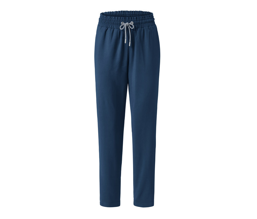 Blaue Webhose mit Kordelzug in der Taille.