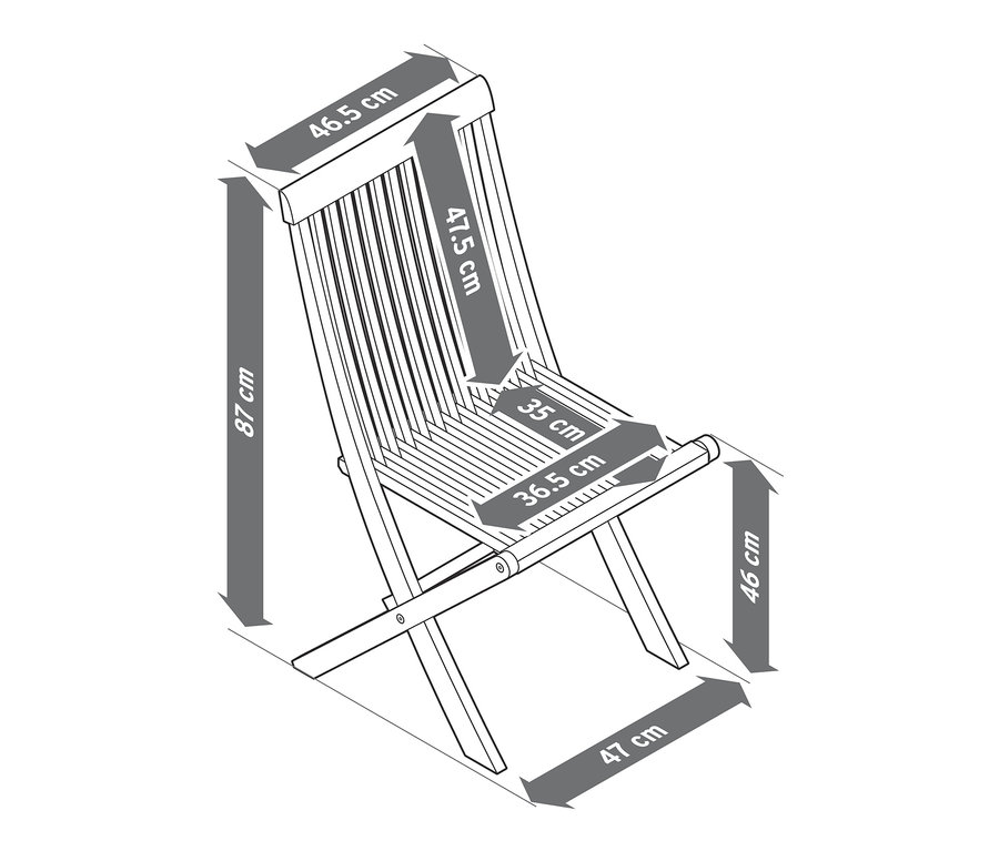 Abmessungen des Stuhls aus dem Dining Set »Lenja« 5-teilig mit Ausziehtisch.