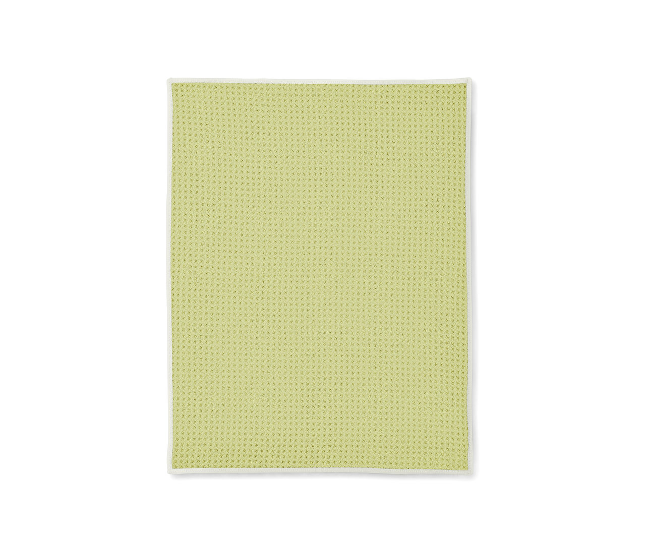 Ein grünes 2 Trockentücher mit Waffelstruktur und weißer Bordüre.