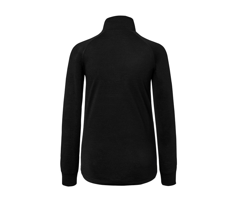 Schwarzes Funktionsshirt mit langen Ärmeln und Merinowolle.