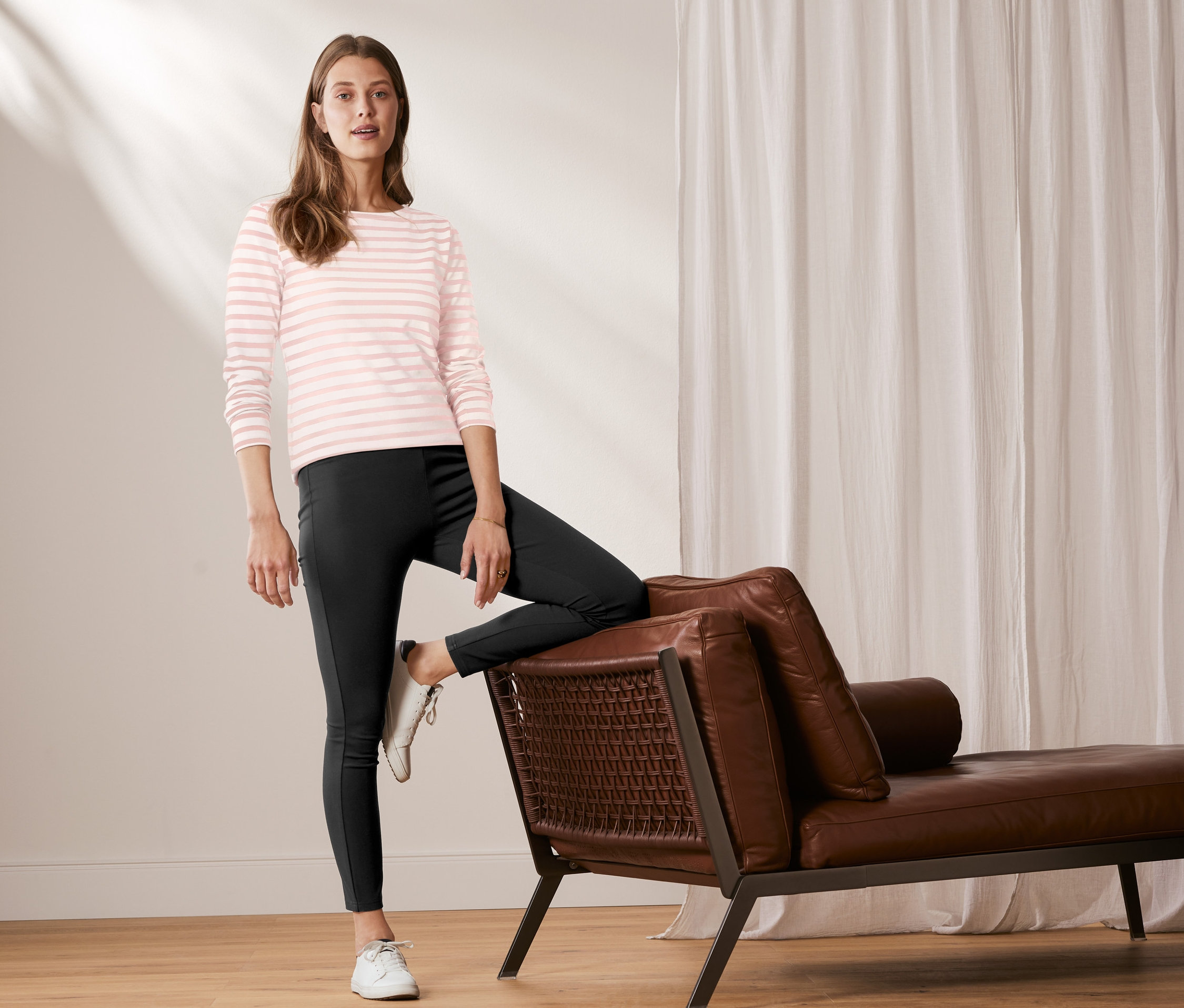 Thumbnail - Tchibo - Gestreiftes Langarmshirt - Gr. L - weiß/gestreift