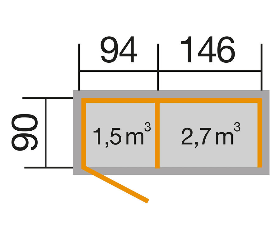 Abmessungen des WEKA Brennholzlager inkl. Gartenschrank.