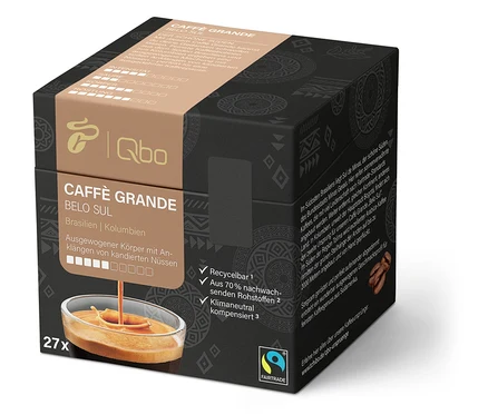 Eine Packung Qbo Caffè Grande BELO SUL mit 27 Kapseln.