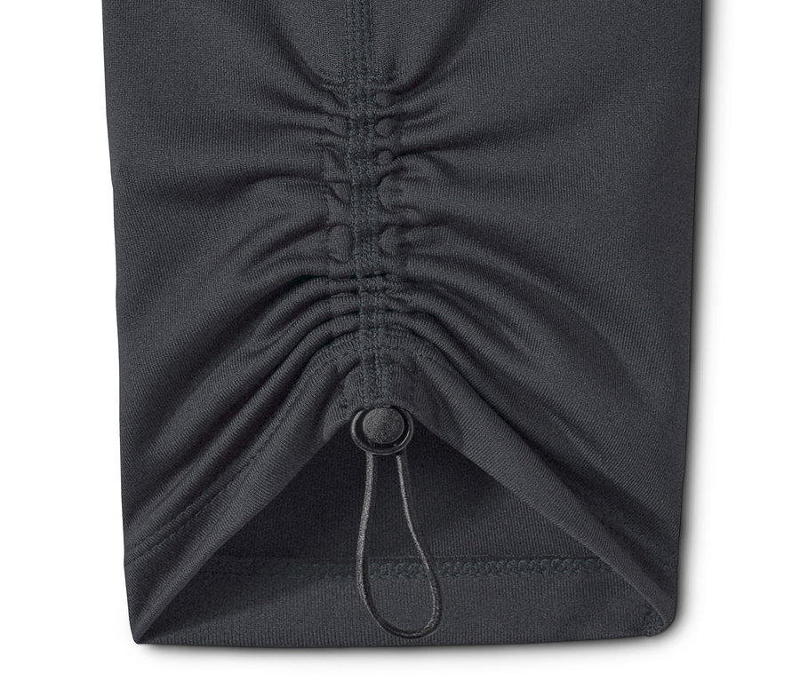 Detail einer grauen 7/8-Sporttights mit Kordelzug.