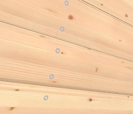 Detail der Holzwand der Karibu Fasssauna »Nadi 1«.