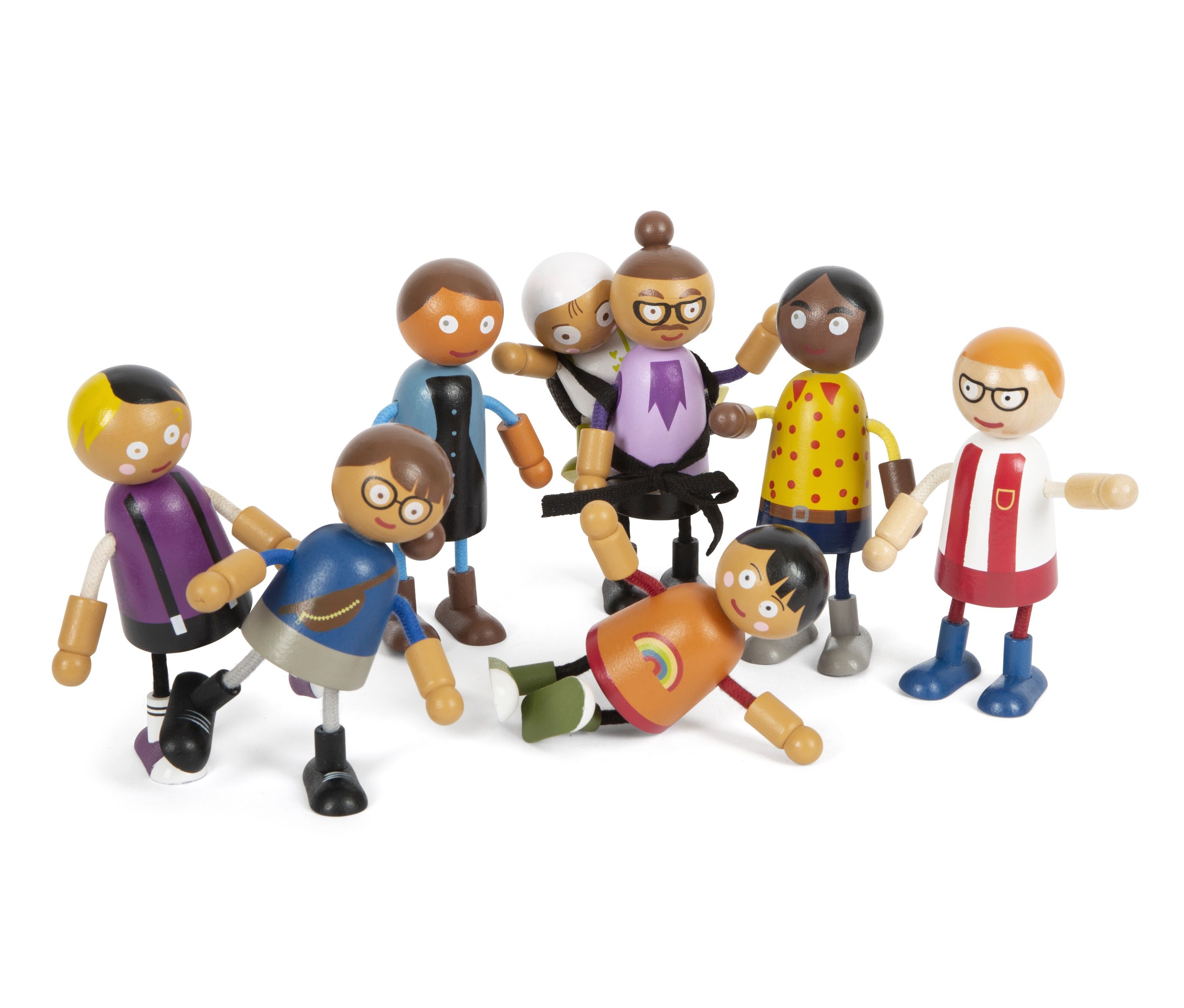 small foot Biegepuppen-Familie mit Baby - mehrfarbig