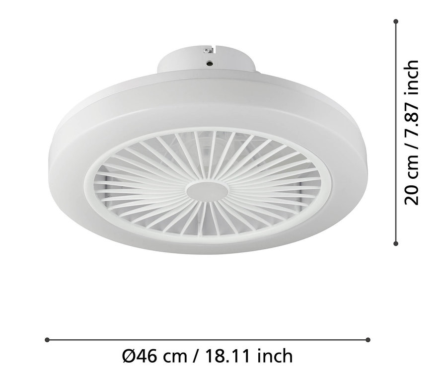 Weißer Eglo LED-Deckenventilator »Ortona« mit 46 cm Durchmesser.