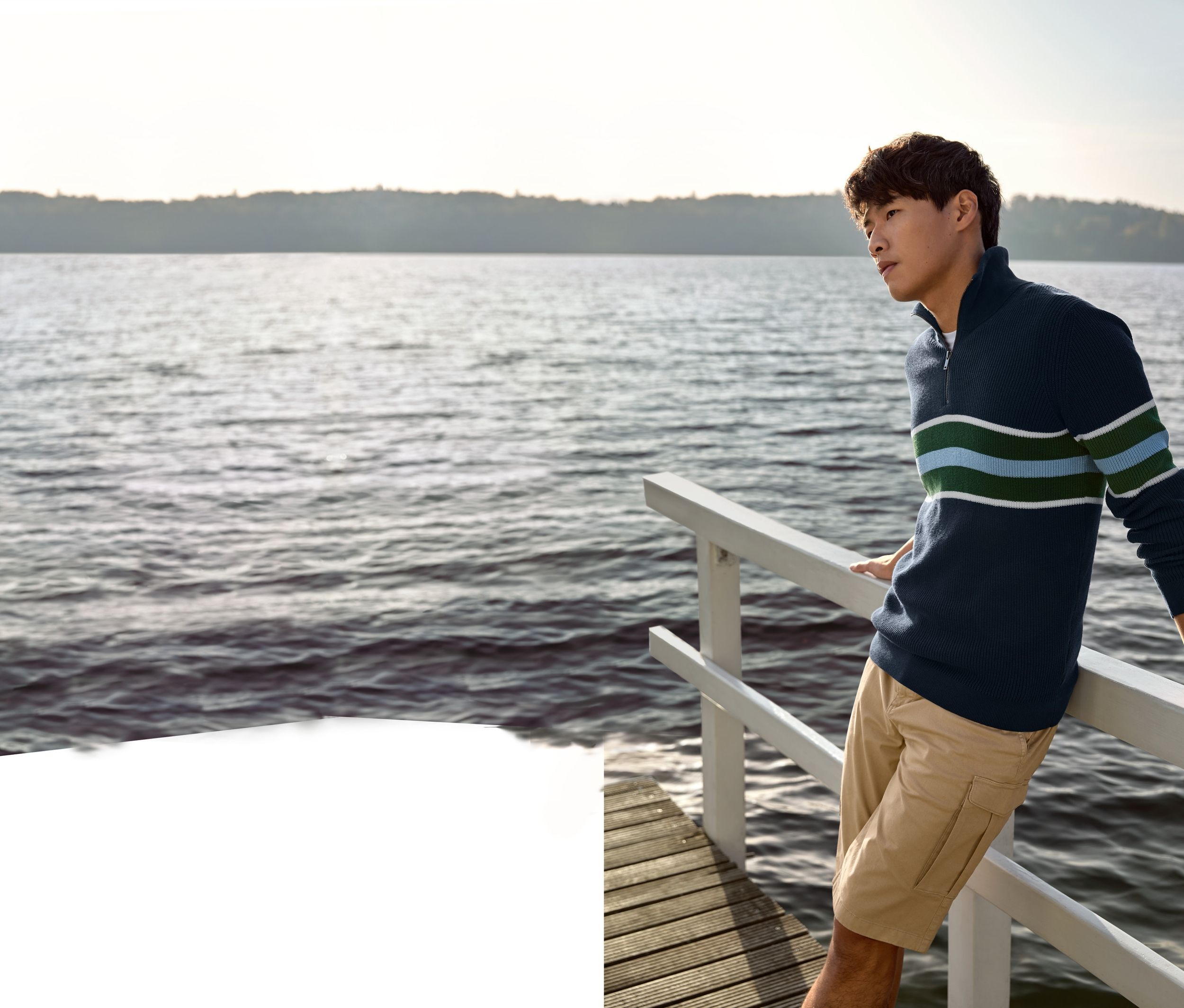 Thumbnail - Tchibo - Troyer-Pullover - Herren - Gr. L - hellblau/gestreift