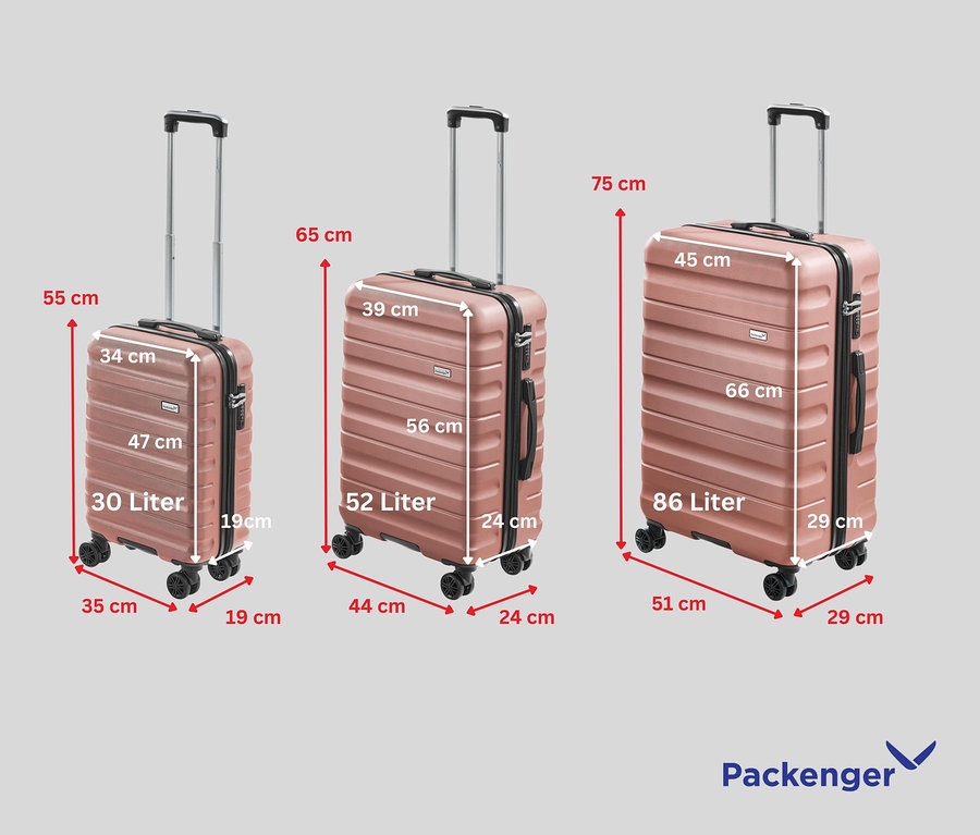 Ein 3er-Set PACKENGER Hartschalen-Koffer »Jörn« in Mauve.