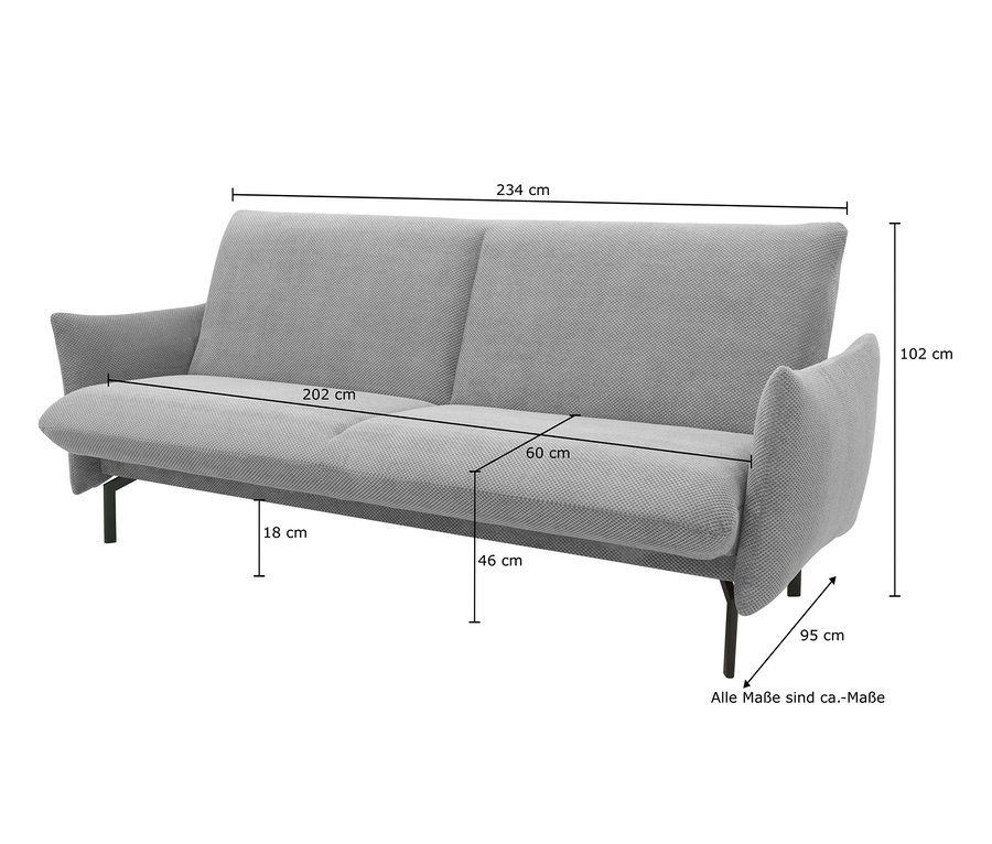 Abmessungen des DOMO collection Klappliege »Avila«.