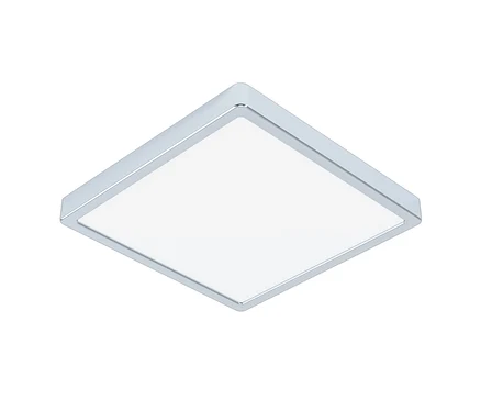 Eckige Eglo LED-Deckenleuchte »Fueva 5« mit silbernem Rahmen und weißem Licht.